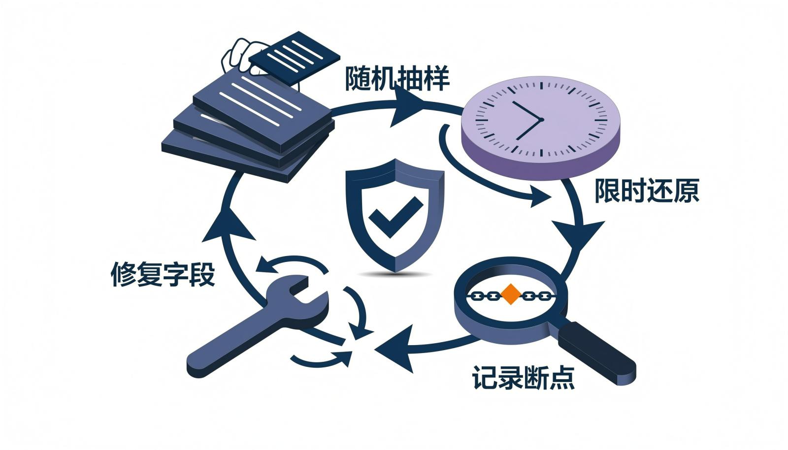追溯演练闭环：随机抽样、限时还原、记录断点、修复字段