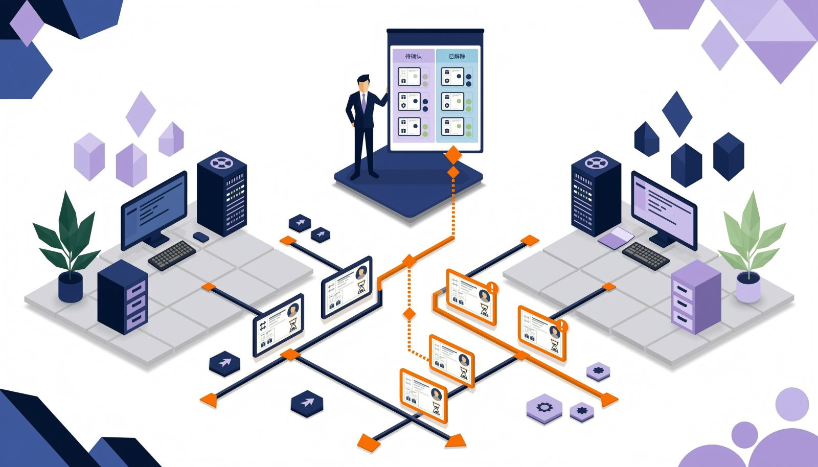 跨团队依赖示意图：上游与下游团队通过依赖卡片、负责人和风险升级路径协同