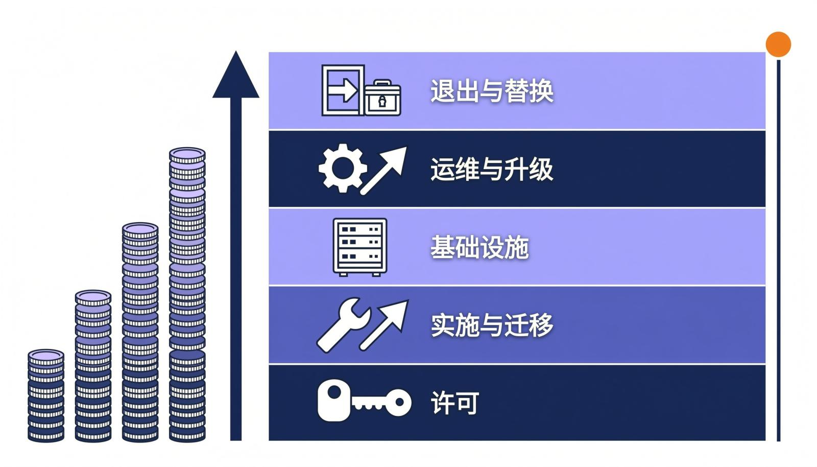 国产化项目管理工具五年总拥有成本的五层构成信息图