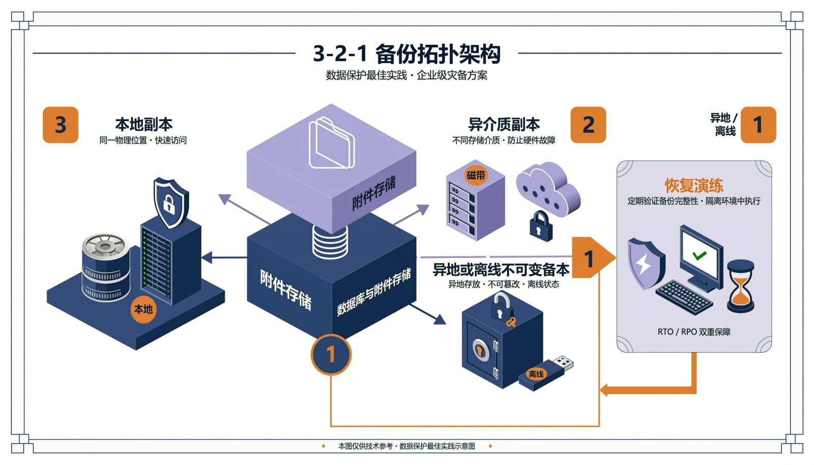 3-2-1备份拓扑与恢复演练信息图